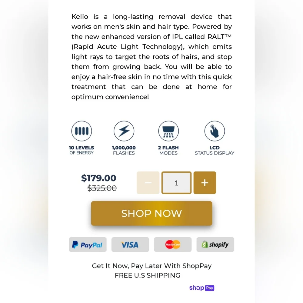 Kelio Pulse Hair Removal Handset (IPL)